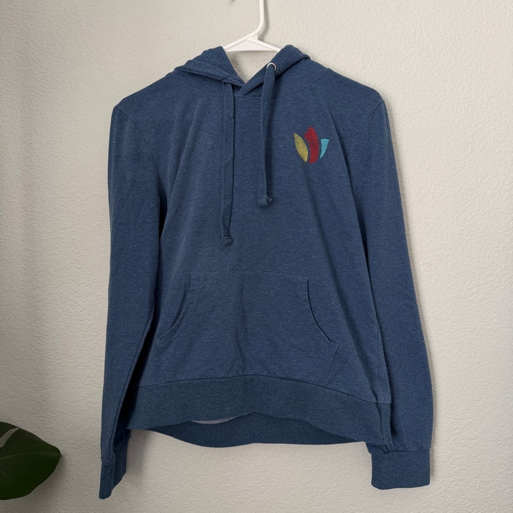 Blue Women's Pullover Hoodie with Multicolor tulip Dutch bros